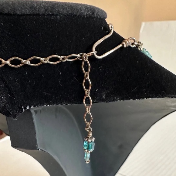 Light Blue 3 Tiered Beaded Necklace 18” with Hook Closure - Picture 3 of 4